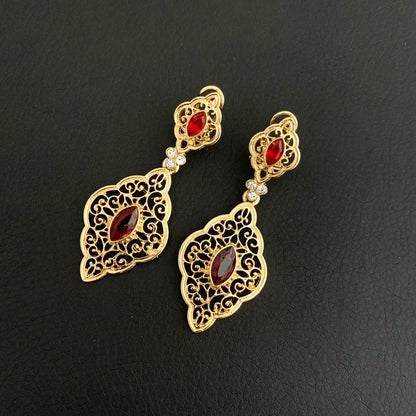 Neovisson Fashion Golden Earrings Hollow Flower Drop Earrings Bridal Jewelry Earrings With Rhinestone Women Earrings Gift