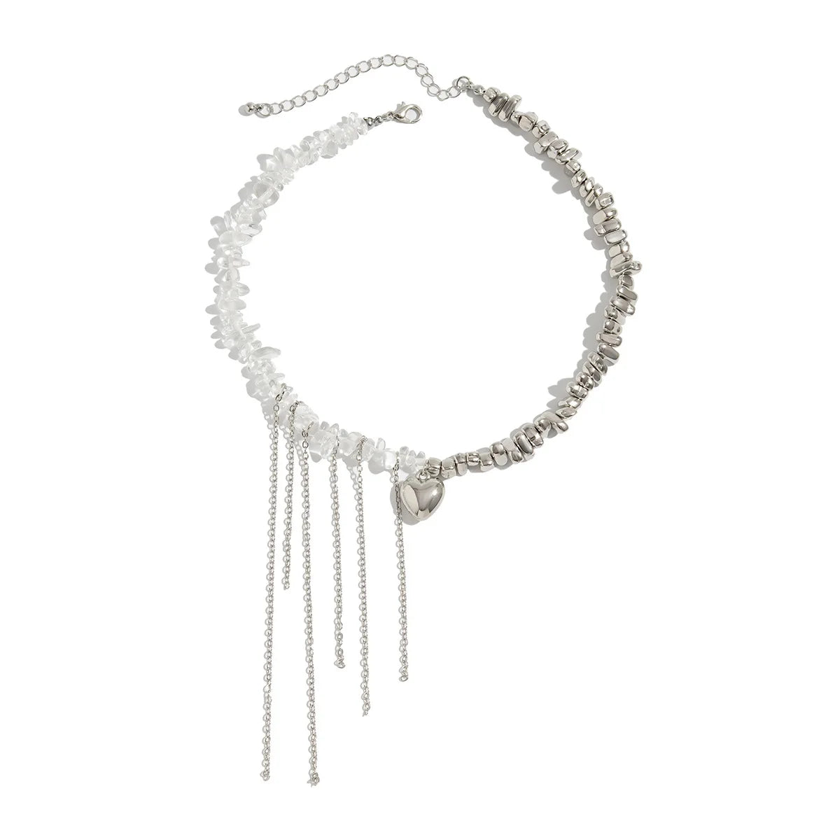 Necklaces for Women Heart-shaped Cross Imitation Pearl Tassel Long Necklace Colliers Femmes Girl Stuff