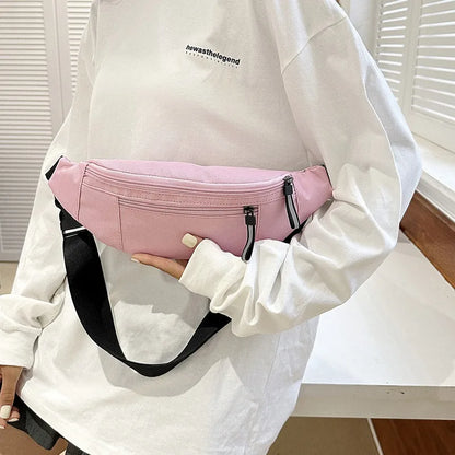 Men's and Women's Universal Models Waist Bag Fashion Crossbody Bags Sports Cell Phone Bags Solid Color Large Capacity Chest Bag