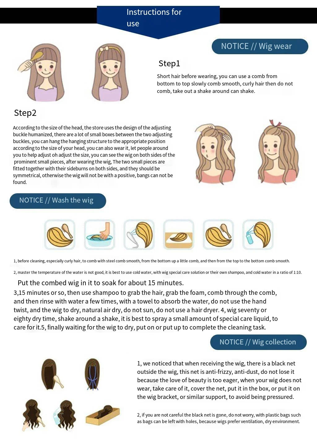 Wig woman air bangs long hair big waves dyed synthetic fiber high temperature silk full head set selling long curly hair