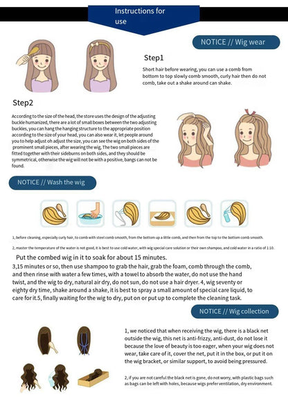 Wig woman air bangs long hair big waves dyed synthetic fiber high temperature silk full head set selling long curly hair