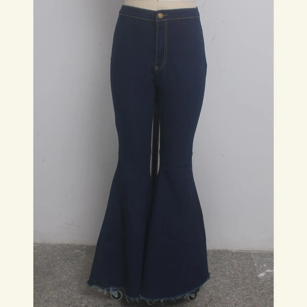 Women Jeans Flare Pants Sexy Denim Long Pant Hip Wrap Casual Solid Elegant Splice Regular Slim Fit High Waist Trousers Summer