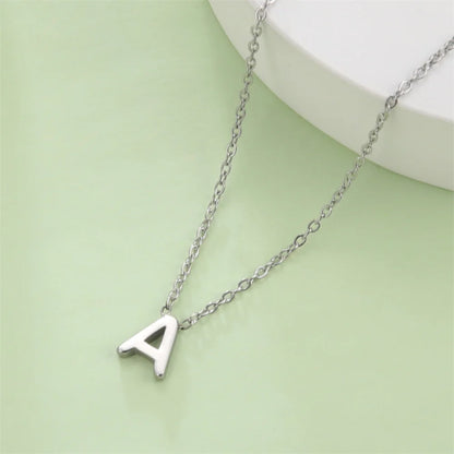 Initial A-Z Letter Necklaces for Women Elegant Chains Choker 26 Alphabet Pendant Necklace Stainless Steel Jewelry collier femme