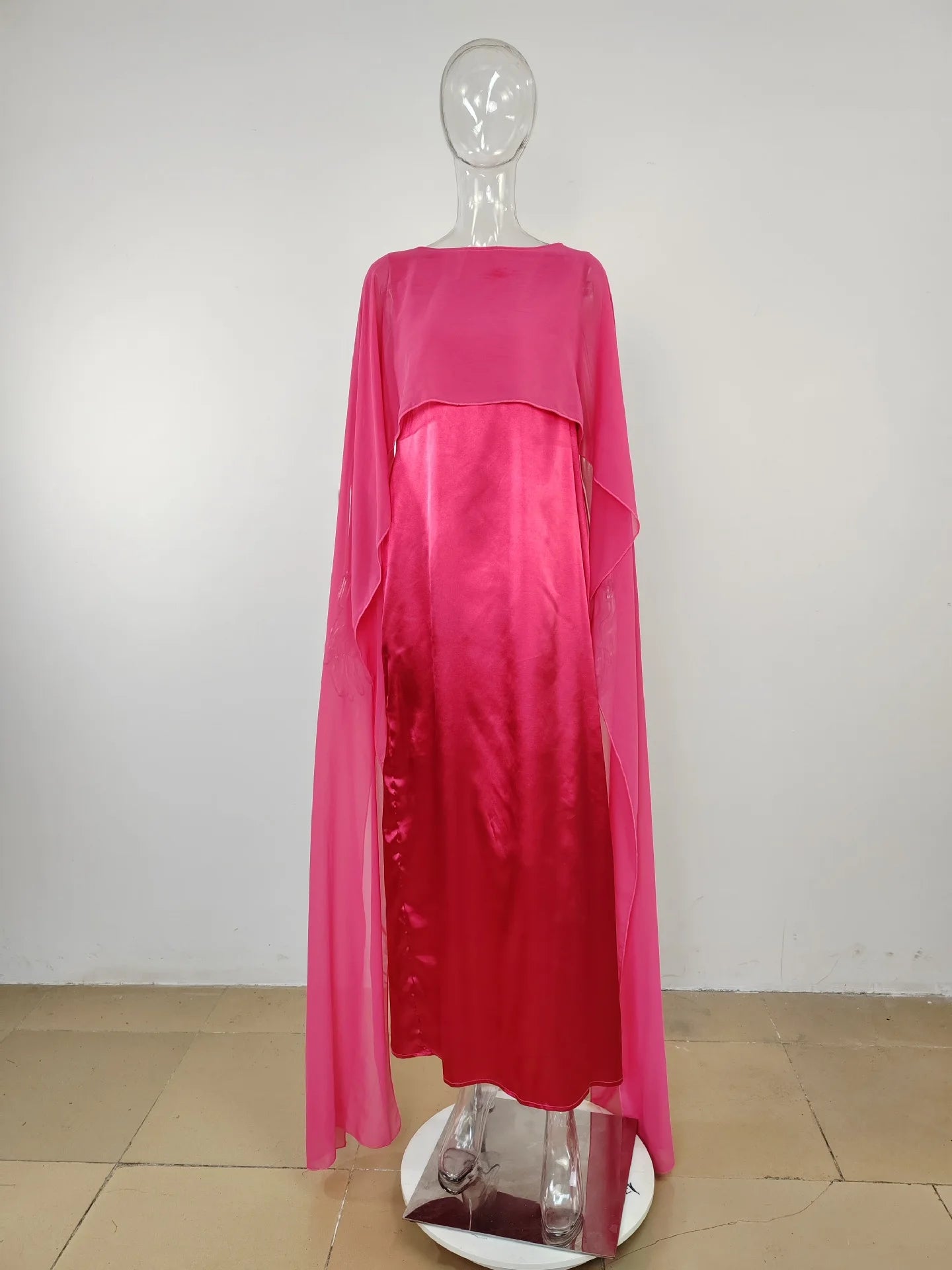 Women Dress Long Dresses Solid Round Neck Full Sleeve Casual Regular Loose Fit Elegant Splice High Waist Vestidos Simple