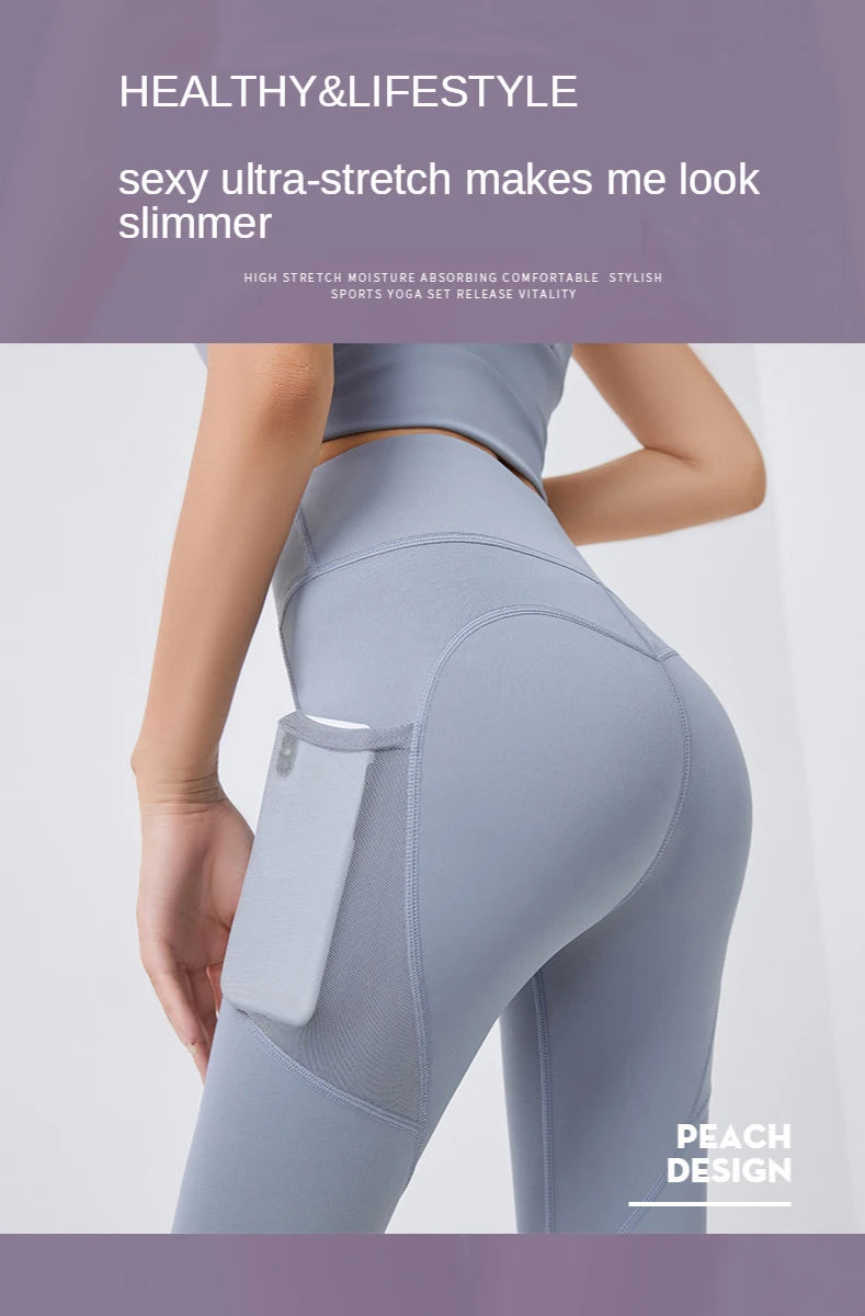 2024 Yoga Pants With Pocket Women Leggings For Fitness Nylon High Waist Long Pants Women Hip Push UP Tights Women Gym Clothing