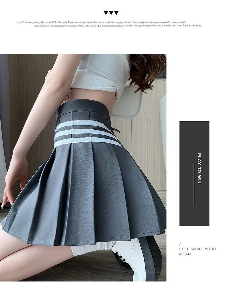 Women's Skirt With Shorts Summer Black Pleated Skirt For Girls Brown A Line High Waist Y2k Mini saias Spring Korea Style Clothes
