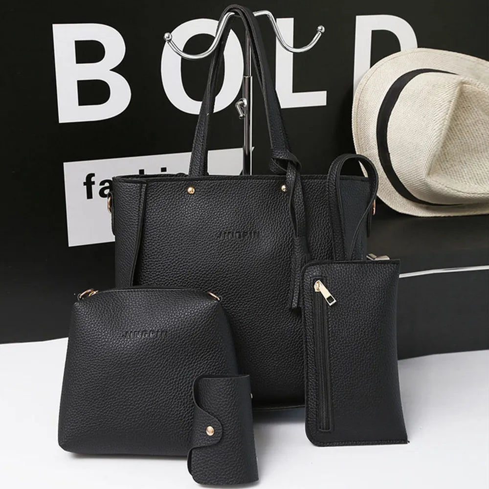 Women Four Set Handbag Shoulder Bags Four Pieces Tote Bag Crossbody Wallet Bags Women'S Handbag Sac à Mains Femme Bolsos Mujer
