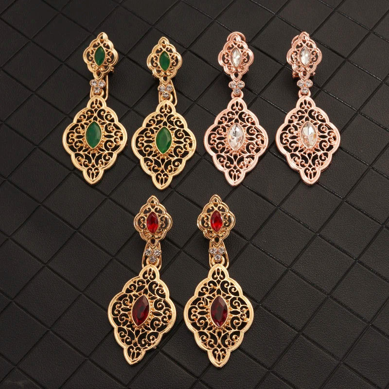 Neovisson Fashion Golden Earrings Hollow Flower Drop Earrings Bridal Jewelry Earrings With Rhinestone Women Earrings Gift