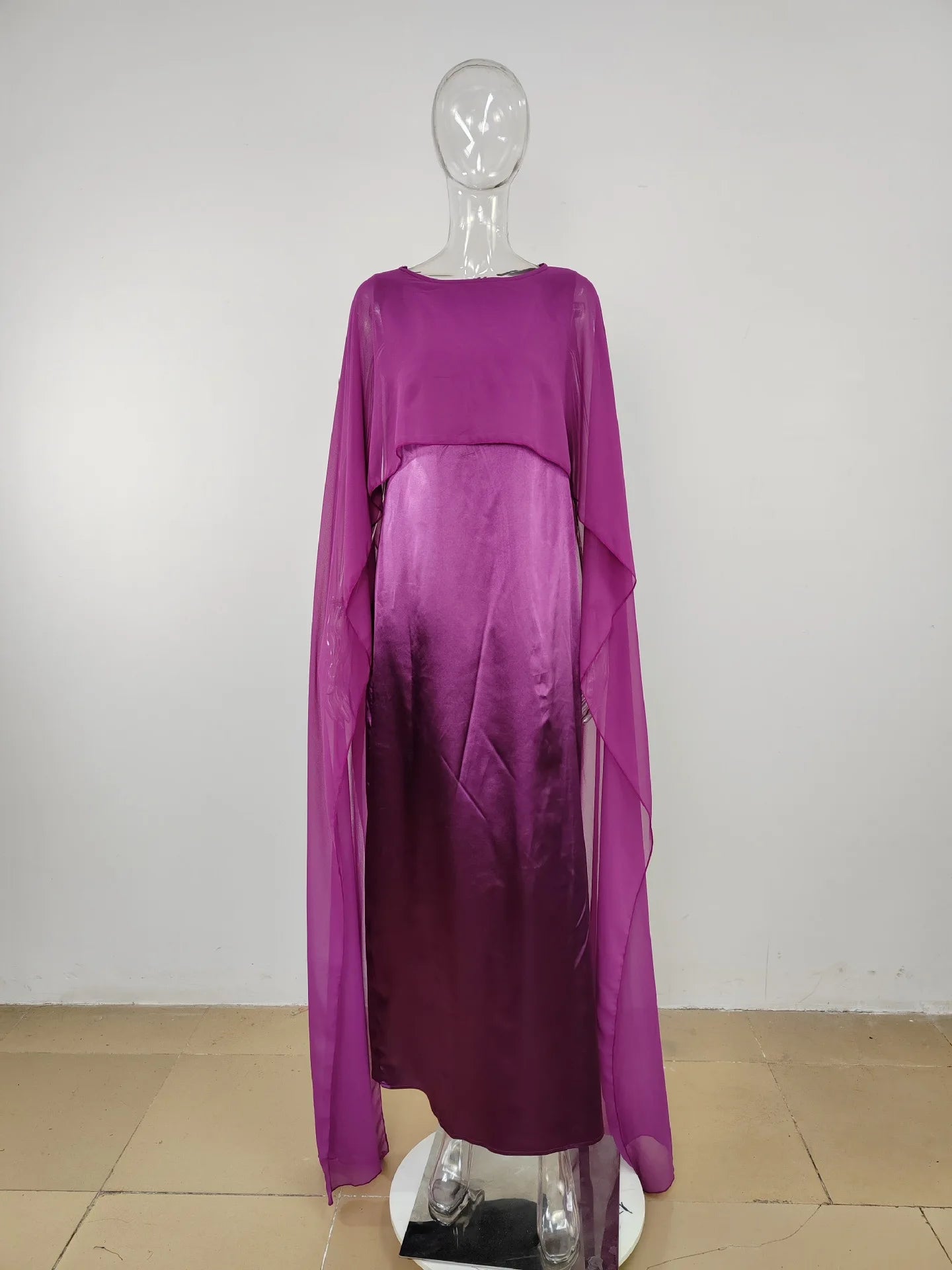 Women Dress Long Dresses Solid Round Neck Full Sleeve Casual Regular Loose Fit Elegant Splice High Waist Vestidos Simple