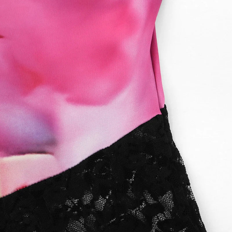 Women's Dresses New Summer Sexy Black Lace Fashion Print Sleeveless Backless Strap Maxi Dress Casual Club Elegant Female Dresses