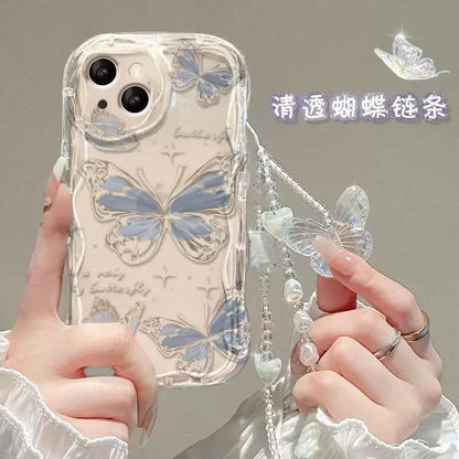 Fashion Butterfly Hand Chain Phone Case For Realme C67 C63 C53 C65 C11 C33 C31 C35 C55 C21Y C20 C21 C12 C15 C25 C30 GT6 Cover