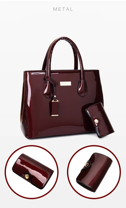 Women Handbags High Quality Patent Leather Women's Bag Fashion Shoulder bag Luxury Tote bag+card package Designer Messenger Bags