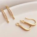 Earring Accessories 14K Gold Inlaid Zircon Ear Hook with Hanging Ring Handmade Original DIY Ear Accessory Ear Hook Material E113