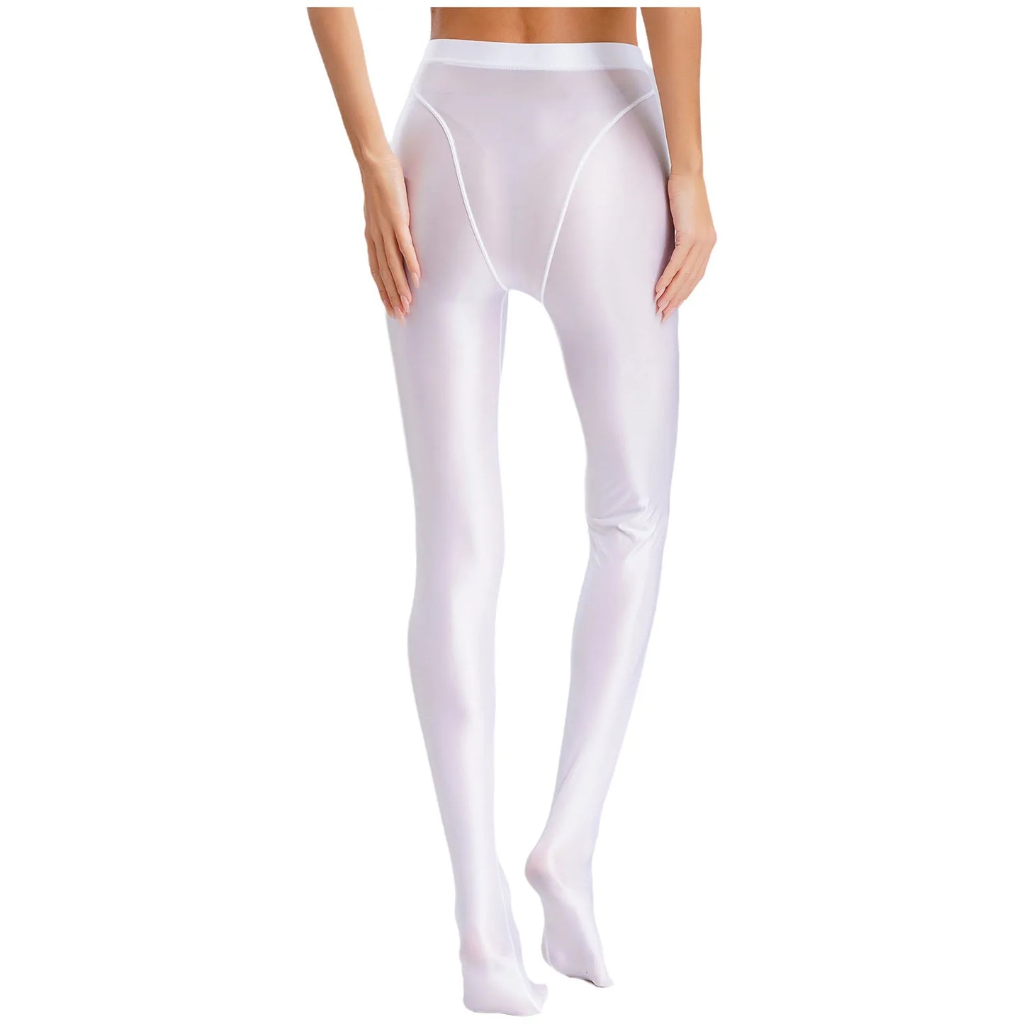 Womens Gymnastic Yoga Pants Leggings High Waist Stretchy Glossy Pantyhose Silky Skinny Pantyhose Role Play Nightclub Wear