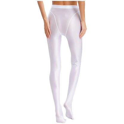 Womens Gymnastic Yoga Pants Leggings High Waist Stretchy Glossy Pantyhose Silky Skinny Pantyhose Role Play Nightclub Wear