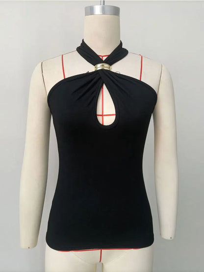 Summer Fashion Sexy Vest Top For Women Hollow Out Backless Twist Solid Cropped Y2k Top Patchwork Female Short Tank Top New 2025