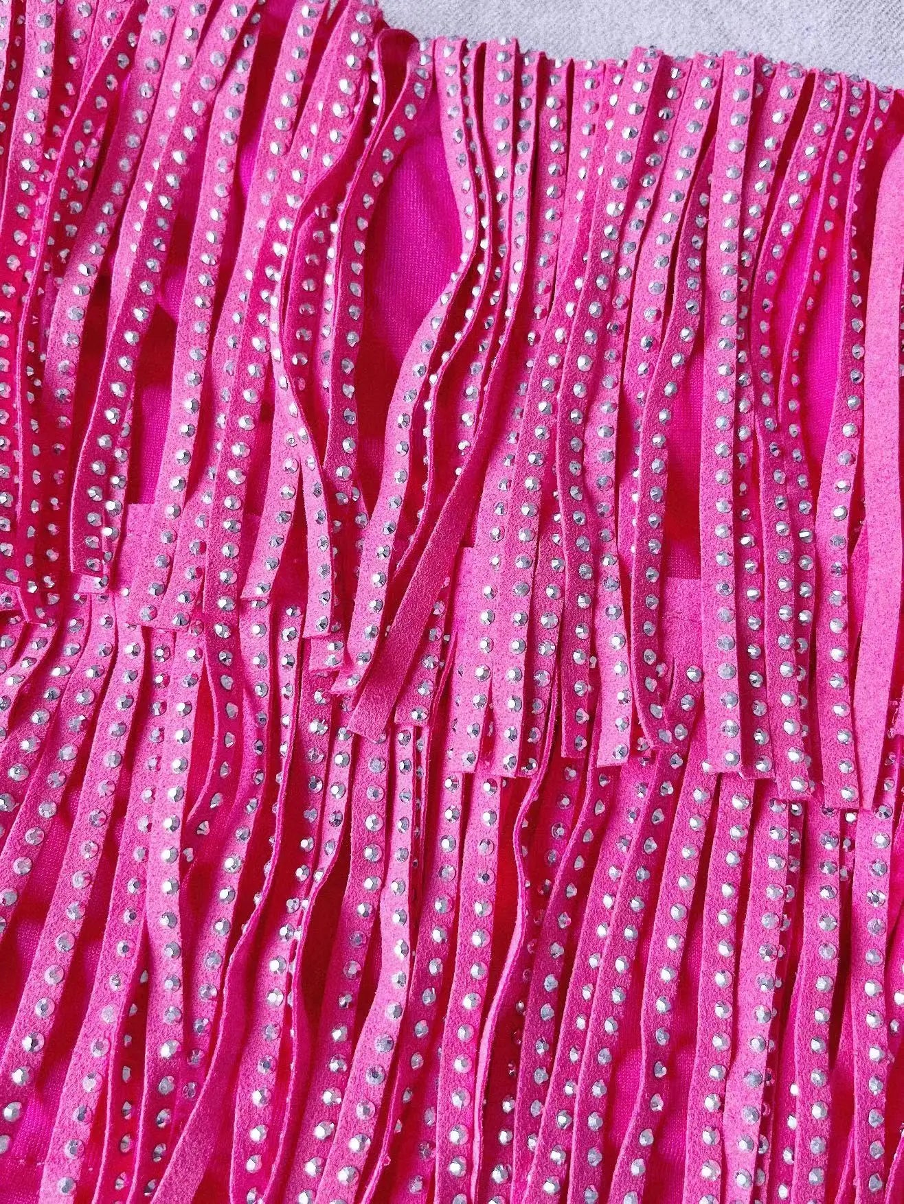 Women Skirt Fashion 2025 New Autumn High Waist Belt Multi Layer Short  Heavy Drilling Rhinestones Fringed Skirt with Cake A Line