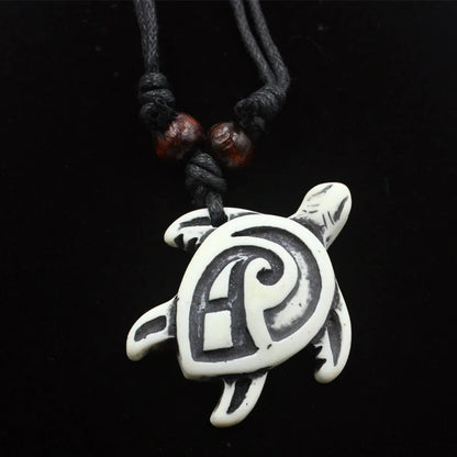 Turtle Necklace for Women Men Yak Bone Tortoise Hawaii Tribal Surfer Necklace Sea Turtles Pendants Necklaces