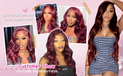 FABA Glueless Wigs Human Hair 7x5 Wear and Go Glueless Wig Pre Plucked  with Natural Hairline Burgundy Body Wave Wigs For Women