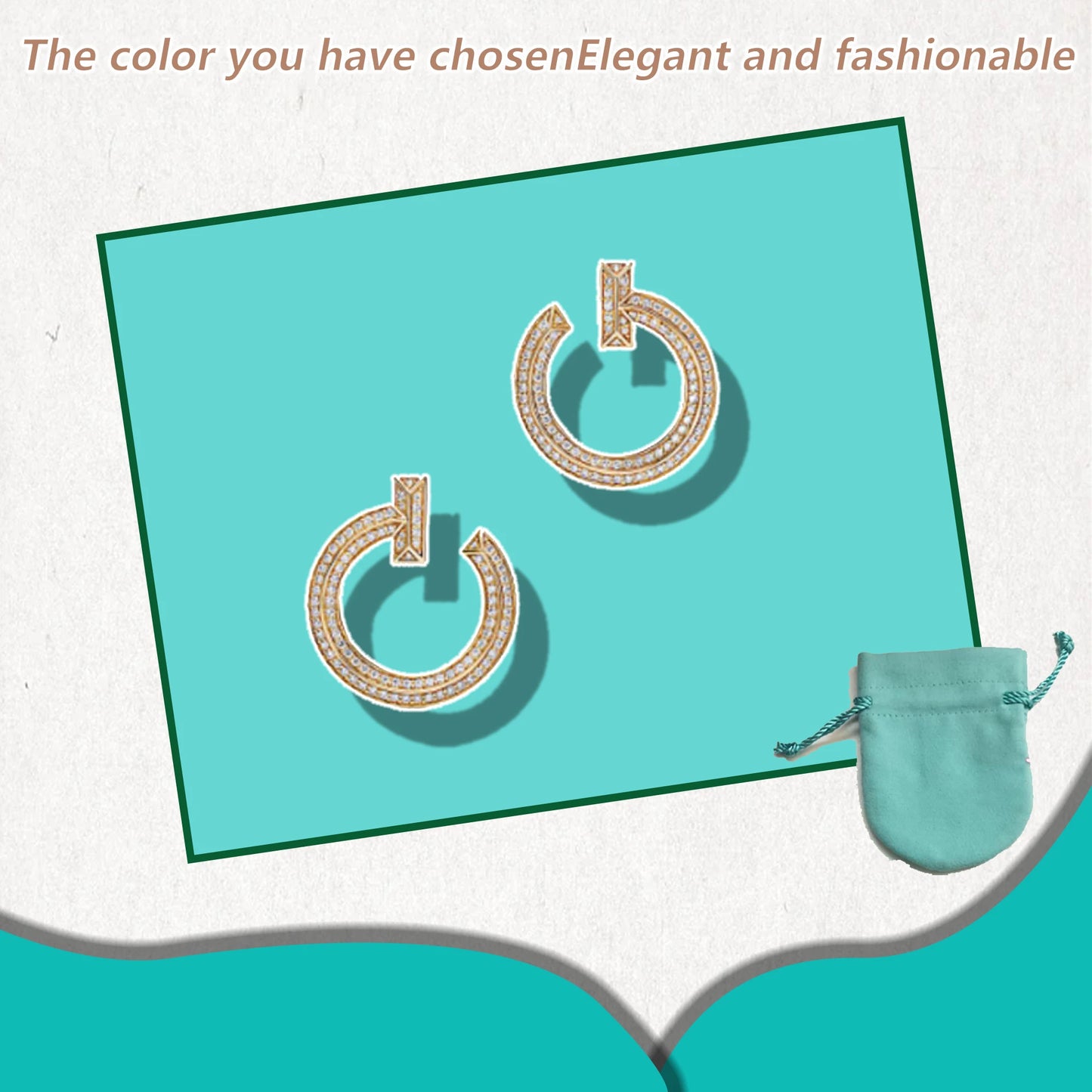 T design diamond studded round earrings made of pure silver S925, delicate and elegant temperament earrings T series gift