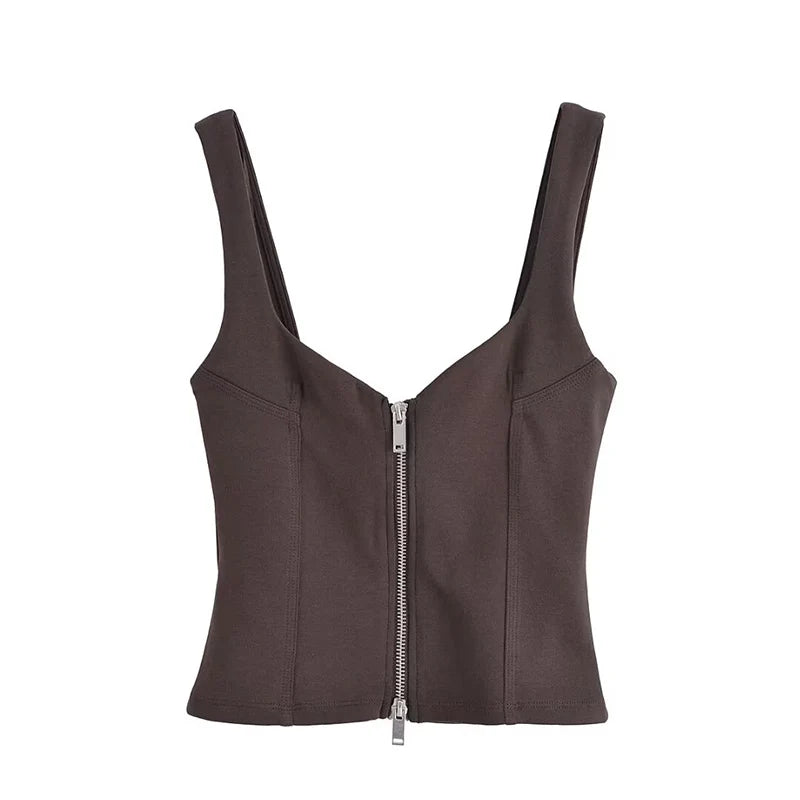 Women's Tops Summer 2025 New Elastic Tight-Fitting Elegant Summer Holiday Tops Women's Street Chic Youth Fashion Joker Vest Tops