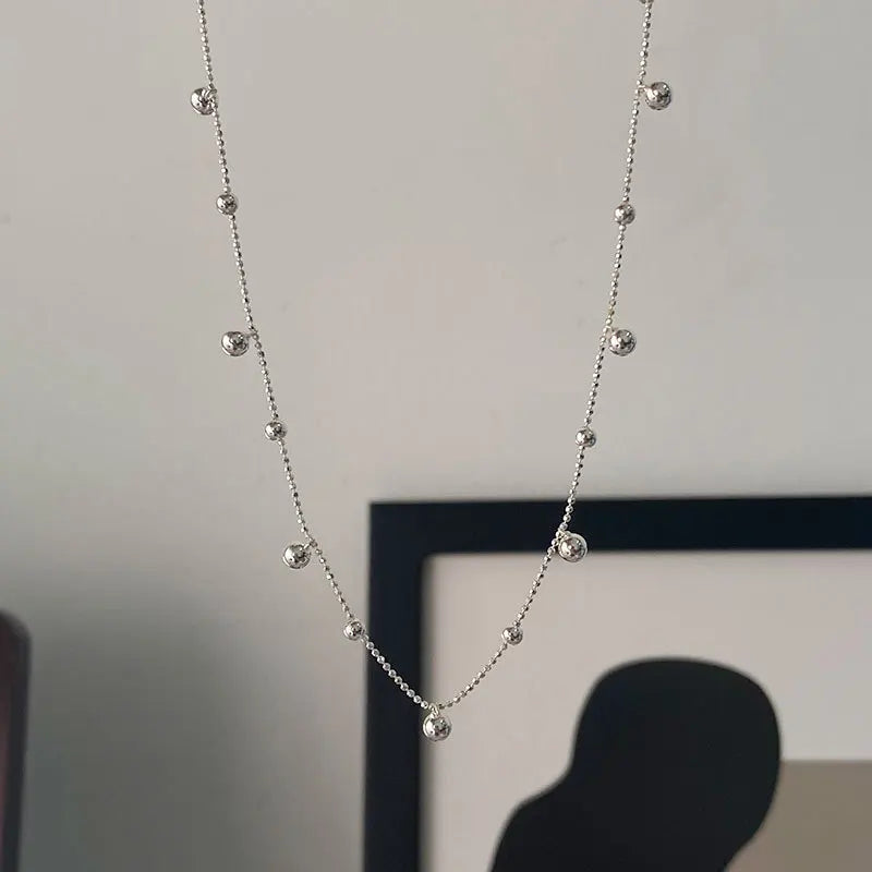 S925 Sterling Silver Necklace Bead Chain Beautiful SimpleMulti Round Bead Pendant For Women Wedding Fine Jewelry Christmas Gifts