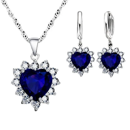 Exquisite Heart-shaped Necklace Earrings Jewelry Set for Women Charm Ladies Jewelry Fashion Bridal Accessory Set Romantic Gifts