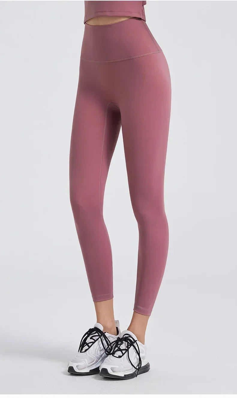 High Waisted Nude Feeling No Embarrassment Line Yoga Pants Women Stretch Firming Lift Hip Sports Fitness Bottom Pants