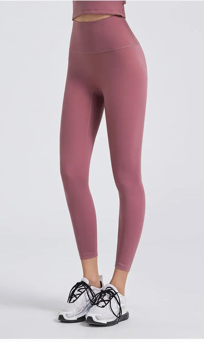 High Waisted Nude Feeling No Embarrassment Line Yoga Pants Women Stretch Firming Lift Hip Sports Fitness Bottom Pants