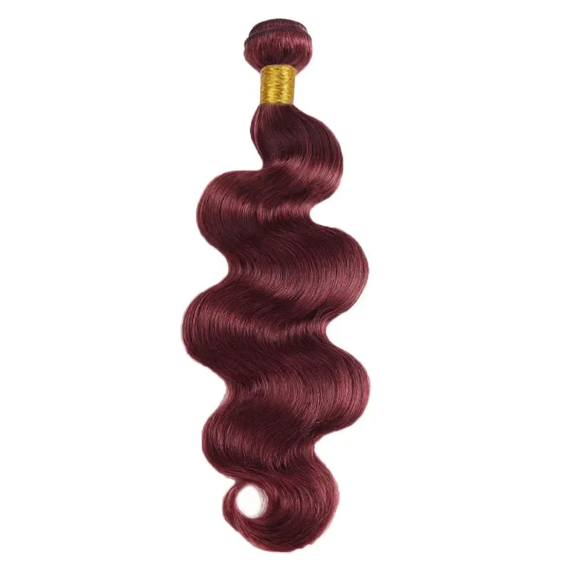 Human Hair Bundles 12-26 Inches Wine Red Bundles Body Wave Hair Weave 100% Brazilian Human Hair Extensions 1PC/100g 99J