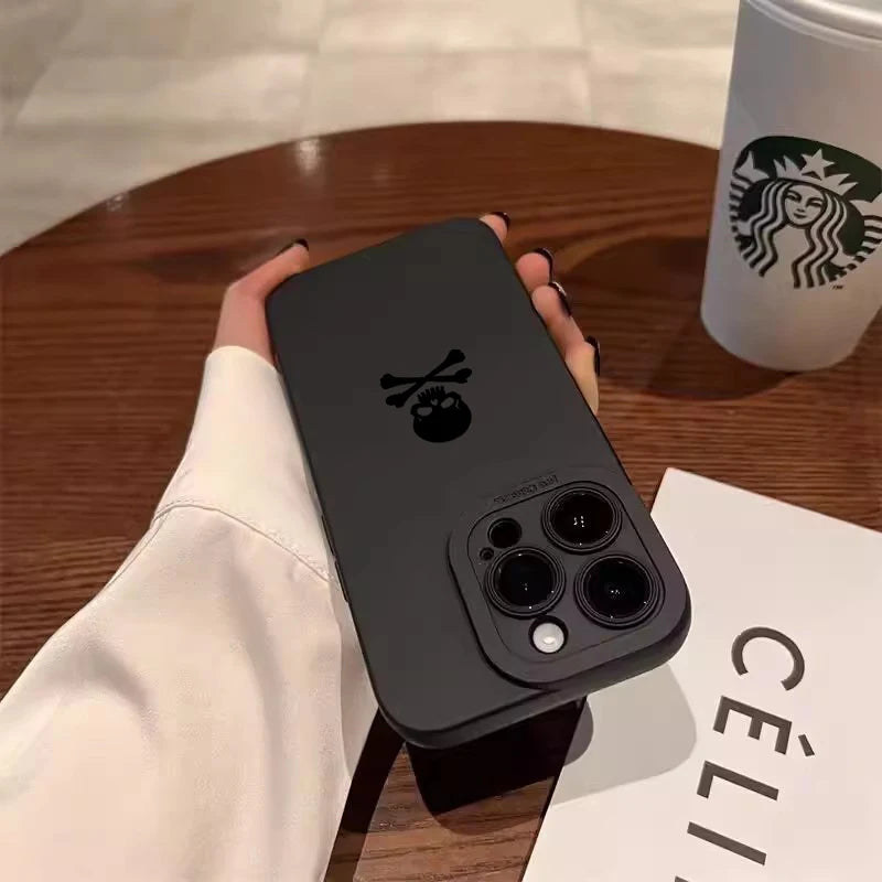 Black Skull Phone Case For iPhone 15 Cases iPhone 14 13 12 11 Pro Max Mini XS Max XR X 7 8 Plus SE2022 Matte Soft Silicone Cover