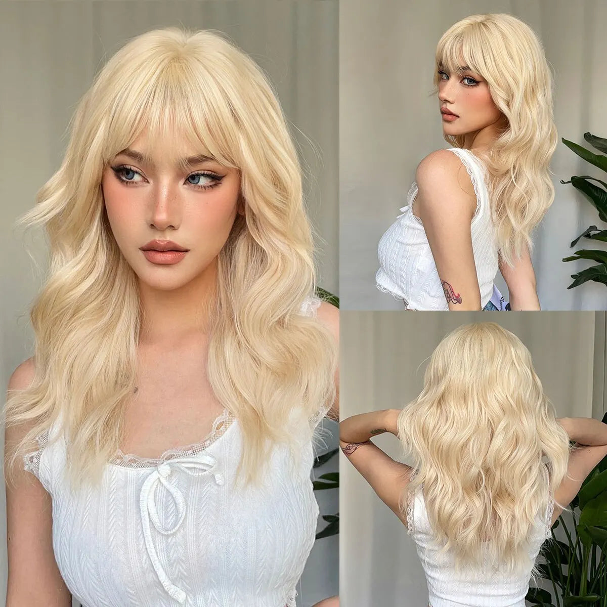 Ginger Curly Synthetic Wigs for Women Long Orange Wigs with Bangs Heat Resistant Hair Colored Party Cosplay Hair Wig