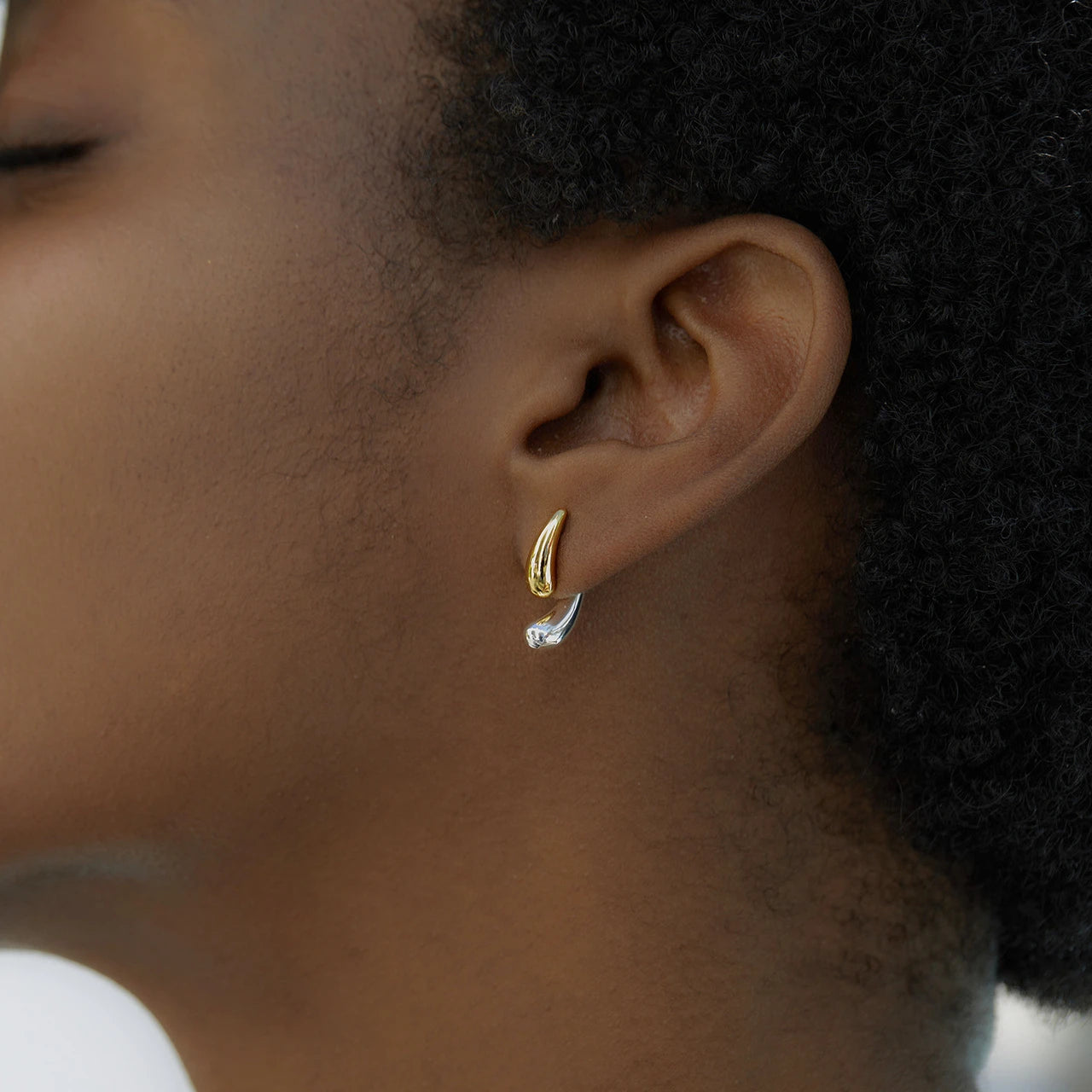 925 Silver Two Tone Plated High Polished Small Stud Earrings For Women Minimalist Trendy Statement Earring Personalized Gift