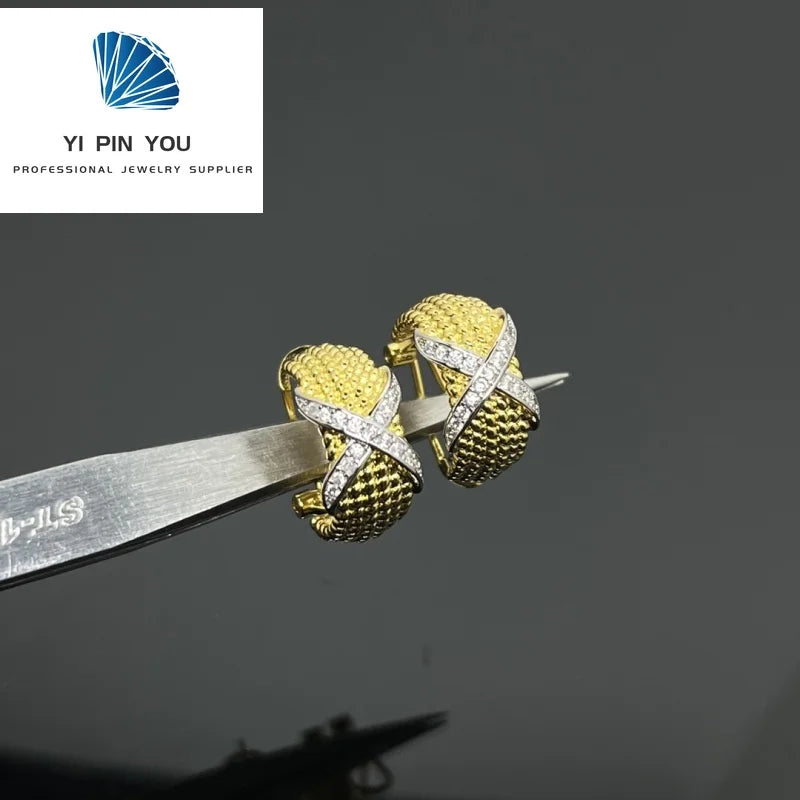 S925 sterling silver X-shaped earrings exquisite jewelry is a must-have choice for gatherings, banquets, and parties