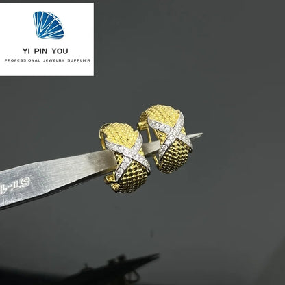 S925 sterling silver X-shaped earrings exquisite jewelry is a must-have choice for gatherings, banquets, and parties