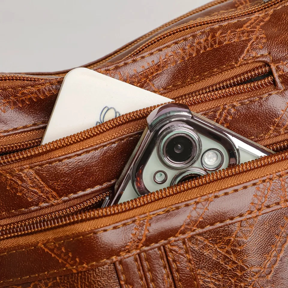 Light Women's Bags for Mom Multi-pocket Design Ladies Crossbody Shoulder Bags Vintage Pu Leather Purses and Handbags Sac A Main