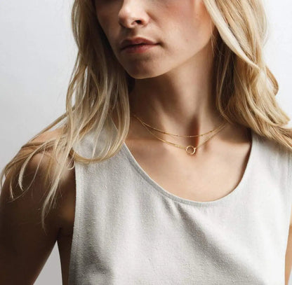 Stainless steel necklace for women Double necklace Vintage Bohemian round pendant necklace jewelry