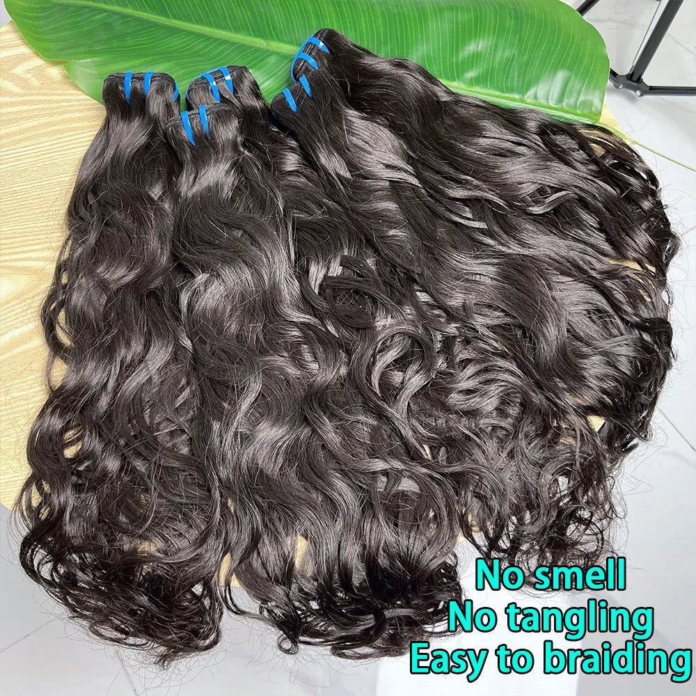 Natural Wave Hair 1/3/4 Bundles Deal 100% Virgin Raw Human Hair Weave Extension Double Wefts Can Be Colored Dyed 10-30Inch