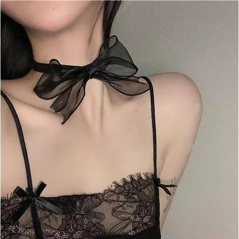 Black Choker Necklace For Women Elegant Lace Velvet Stretch Chain Gothic Flower Short Clavicle Neck Cord Aesthetic Jewelry Gift