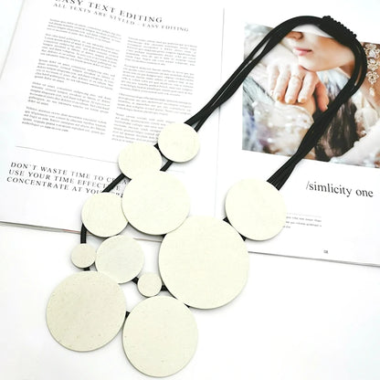 Fashion Jewelry Women Pendant Necklace Bohemian Ethnic Long White Round Piece Accessories Party Costume Rubber Necklaces Jewelry