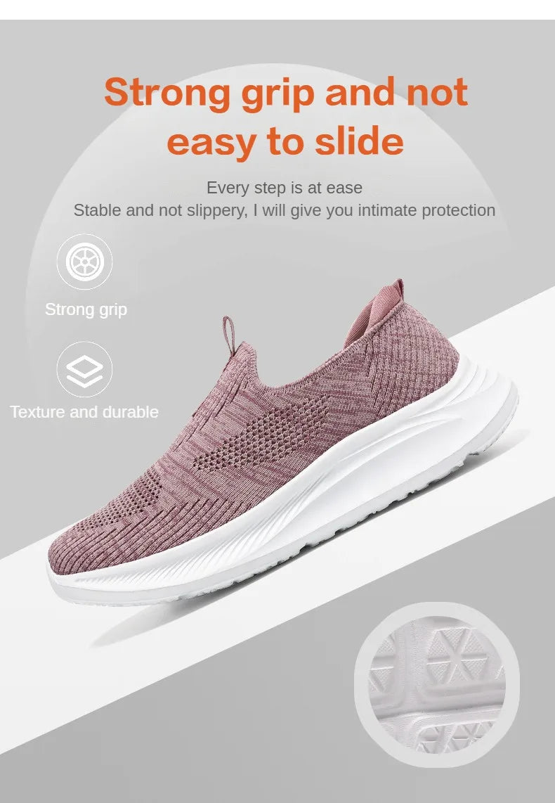 Women's Shoes 2024 Spring New Lightweight, Comfortable, and Fashionable One Step Anti slip Leisure Breathable Walking Shoes