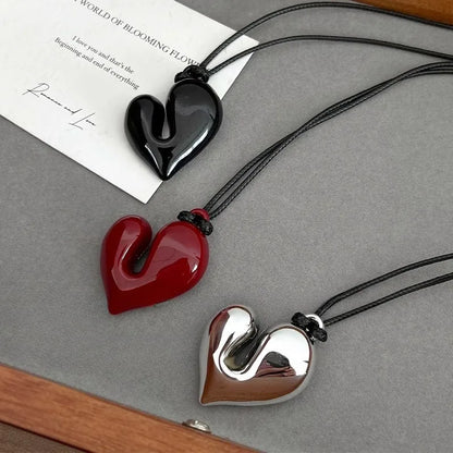 New Heart Pendant Necklaces For Women Vintage 80s Aesthetic Adjustable Pull-out Necklace Fashion Romantic Choker Trendy Jewelry