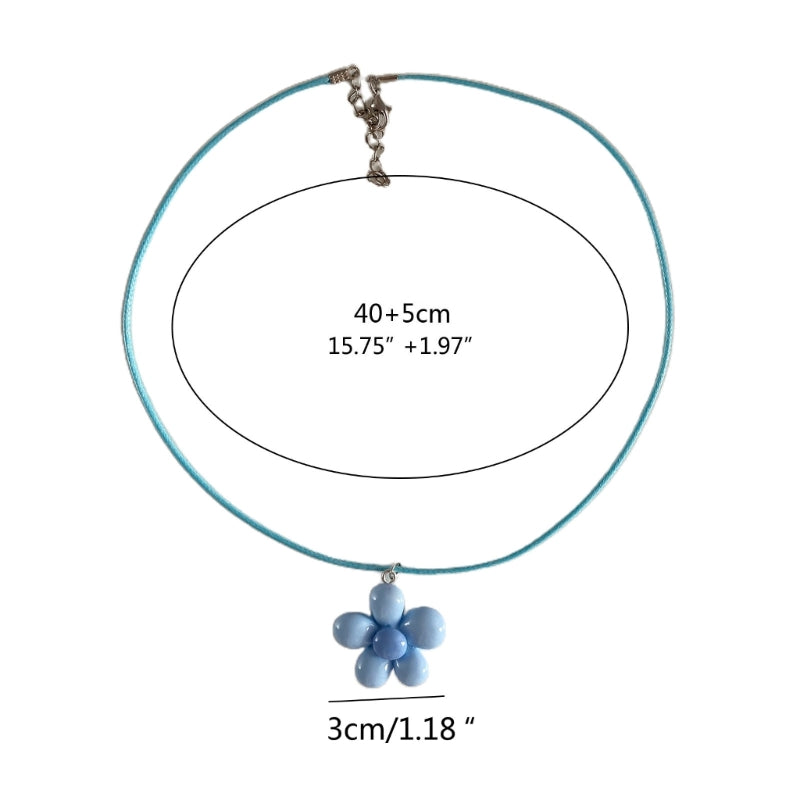Colorful Flower Necklace Statement Pendant Necklace Floral Design Neck Jewelry Rope Necklace Perfect Gift for Women Girl