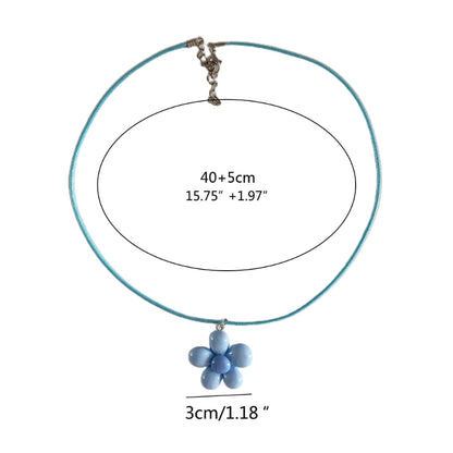 Colorful Flower Necklace Statement Pendant Necklace Floral Design Neck Jewelry Rope Necklace Perfect Gift for Women Girl