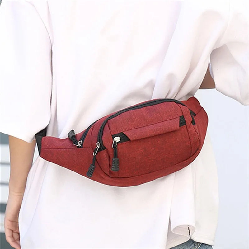 Men's and Women's Universal Models Waist Bag Fashion Crossbody Bags Sports Cell Phone Bags Solid Color Large Capacity Chest Bag