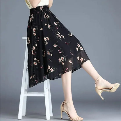 Skirts for Women Chiffon Woman Skirt Floral Midi Summer Casual New In Clothing Sales Modest Luxury Elegant High Quality V Cheap