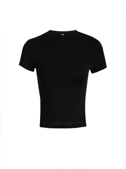 Tops for Women 2025 Spring and Summer Y2K Style Solid Color Slim Fit Short-sleeved T-shirt for Women