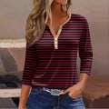 Tops For Women Women'S T Shirt Tee Print Button 3/4 Sleeve Daily Weekend Fashion Basic V Neck Regular Top Ropa De Mujer New
