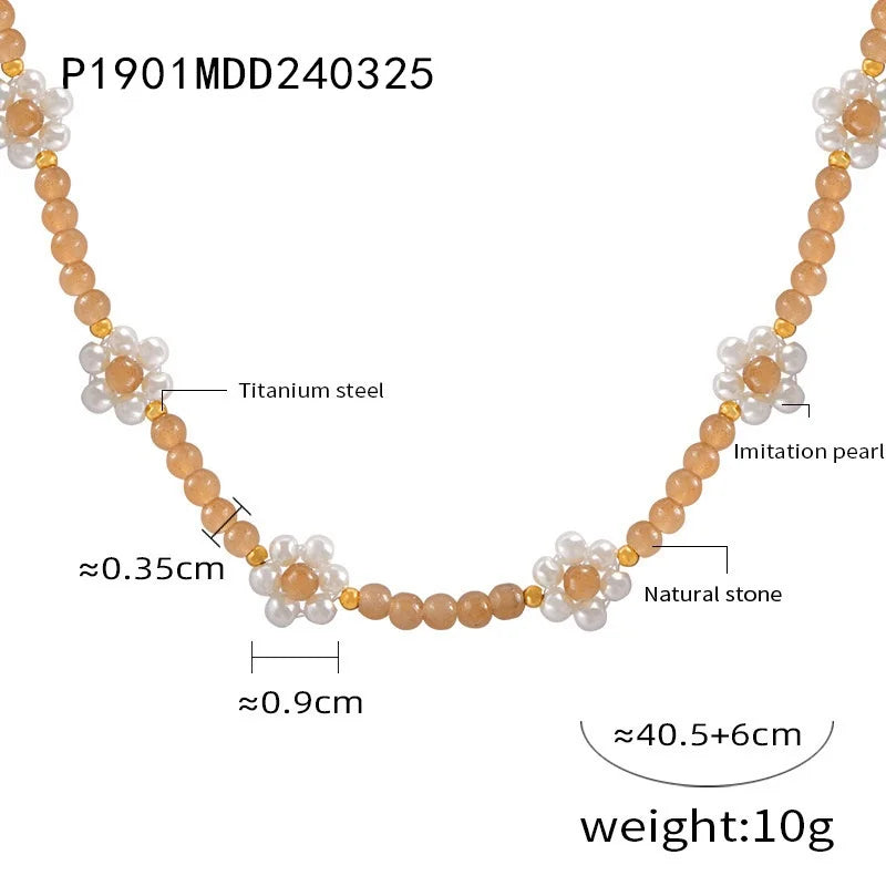 Women's Necklace Elegant Handmade Bead Color Natural Stone Woven Collarbone Chain Fashionable and Versatile Jewelry Accessories