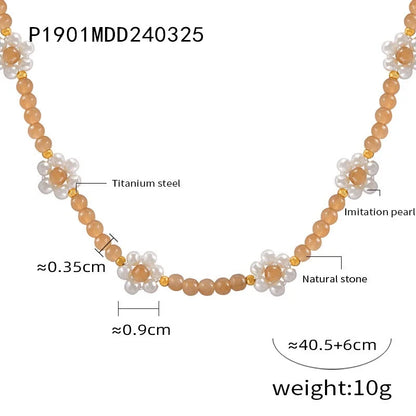 Women's Necklace Elegant Handmade Bead Color Natural Stone Woven Collarbone Chain Fashionable and Versatile Jewelry Accessories